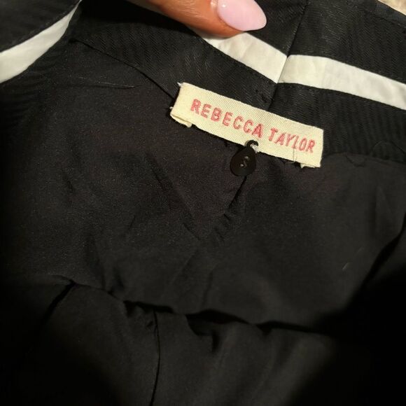 Rebecca Taylor Black Leopard Printed Shorts Eyelet Trim- Size 2 - Picture 5 of 8